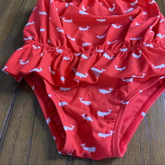 Gap red white ruffle one piece swimsuit - Picture 2 of 5